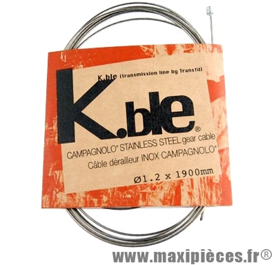 Cable dérailleur inox type 1.90m (vendu par boite de 25) kble/tr marque Kble- Pièce Vélo