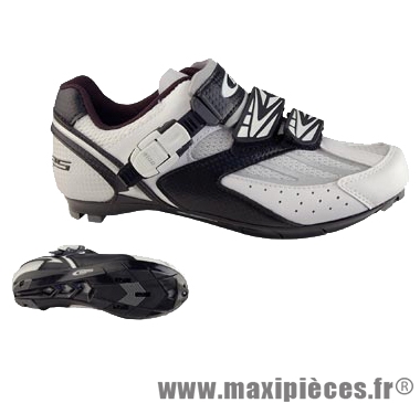 Chaussure route blanc/noir t40 corsa 2 velcros + clic (paire) marque GES