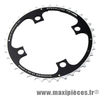 Plateau 38 dents VTT triple diamètre 104 interm noir 4 branches chinook (deore/lx/xt) marque Spécialités TA - Matériel pour Vélo