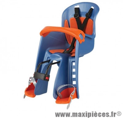 Porte bébé avant bilby bleu coussin orange (fix. centrale) <15kgs marque Polisport - Pièce Vélo