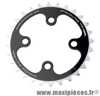 Plateau 28 dents VTT triple diamètre 64 intérieur noir 4 branches chinook (deore/lx/xt) marque Spécialités TA - Matériel pour Vélo