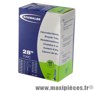 Chambre à air de VTC 700x28/45 27x1 1/4 vs valve alu 40mm marque Schwalbe