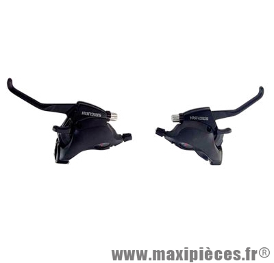 Levier/manette VTT 7v. v brake alu noir 2 doigts av. cable + gaine (paire) - Accessoire Vélo Pas Cher