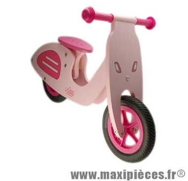 Vélo sans pédale en bois draisienne -style vespa- rose des 20 mois 4 ans - Accessoire Vélo Pas Cher - Draisienne pour enfant