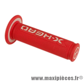 Poignée BMX rouge/blanc d22.2 mm l120 mm (paire) - Accessoire Vélo Pas Cher