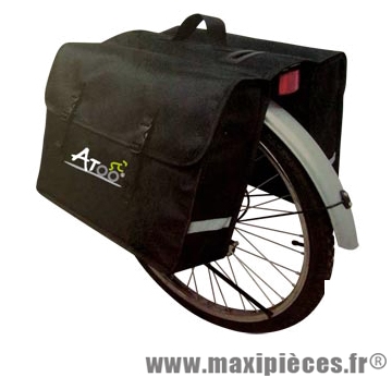 Sacoche vélo a pont 2 volumes noire (+/-40l) pour porte bagages marque Atoo - Matériel pour Vélo