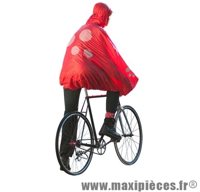 Poncho protection pluie spad fulap rouge t unique (visiere,leger,motifs réfléchissants..) - Accessoire Vélo Pas Cher