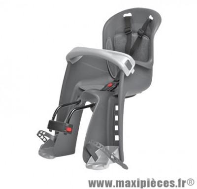 Porte bébé avant bilby gris fonce coussin gris (fix. centrale sur cadre) -15kgs marque Polisport - Pièce Vélo