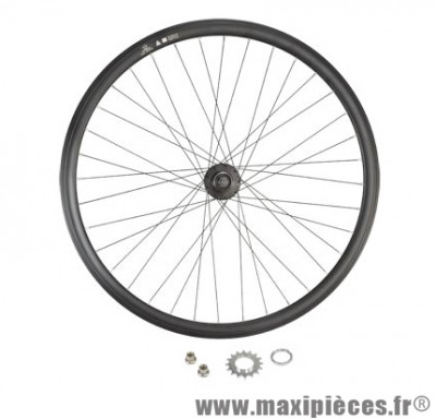 Roue vélo fixie 700 noir arrière axe plein moyeu noir flip/flop 36 t. (avec pignon) - Accessoire Vélo Pas Cher