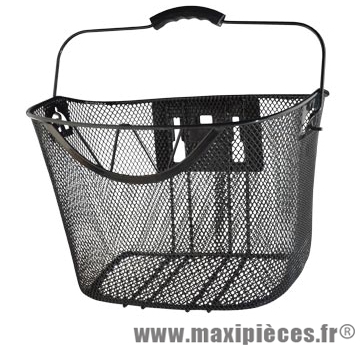 Panier avant a clips acier maille xxl noir 340x250x260mm (fixation rapide sur cintre 22.2/25. - Accessoire Vélo Pas Cher