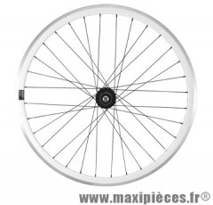 Roue vélo fixie 700 blanc arrière axe plein moyeu noir flip/flop 32 avec pignon 16 dents - Accessoire Vélo Pas Cher