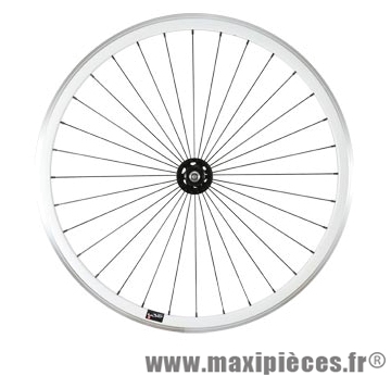 Roue vélo fixie 700 blanc avant axe plein moyeu noir 36 (taille M)arque - Accessoire Vélo Pas Cher
