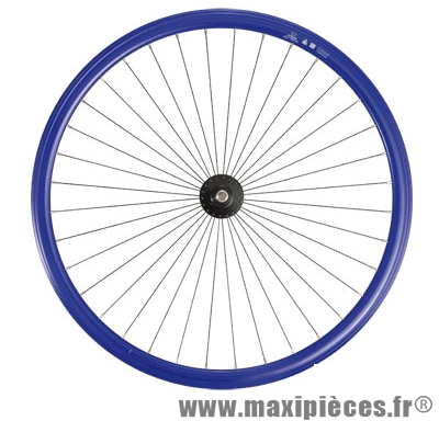 Roue vélo fixie 700 bleu avant axe plein moyeu noir 36 (taille M) - Accessoire Vélo Pas Cher