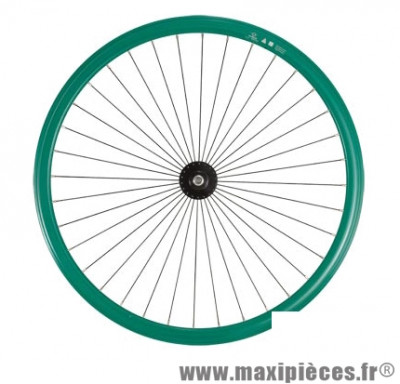 Roue vélo fixie 700 vert avant axe plein moyeu noir 36 (taille M)arque - Accessoire Vélo Pas Cher