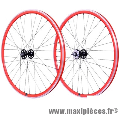 Roue vélo fixie 700 rouge arrière axe plein moyeu noir flip/flop 36 (taille M)arque - Accessoire Vélo Pas Cher