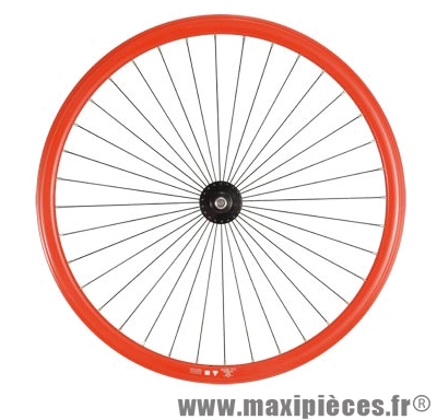 Roue vélo fixie 700 rouge avant axe plein moyeu noir 36 (taille M)arque - Accessoire Vélo Pas Cher
