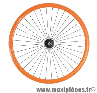 Roue vélo fixie 700 orange avant axe plein moyeu noir 36 (taille M)arque - Accessoire Vélo Pas Cher