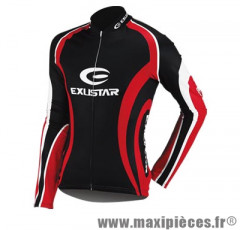 Maillot noir/rouge/blanc ml (taille S) poche zip marque Exustar