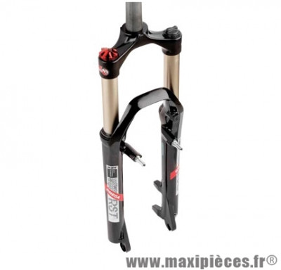Fourche VTT 26 pouces omega noir 1 pouce 1/8 100mm v-brake+disque fix blocable pm marque RST - Pièce Vélo