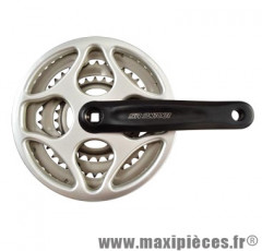 Pédalier VTT triple 48-38-28d l170 alu noir pare chaine démontable (axe carre) - Accessoire Vélo Pas Cher