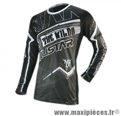 Maillot noir/blanc ml (taille XXL) manches amovibles poche zip marque Exustar