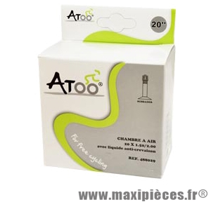 Chambre à air de VTT 20x1.5/2.00 vs avec liquide anti-crevaison marque Atoo - Matériel pour Vélo