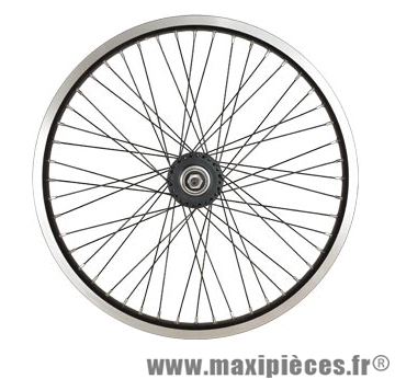 Roue vélo BMX 20 pouces arrière axe 10mm moyeu roulement annulaire 48t jante noire dble paroi - Accessoire Vélo Pas Cher