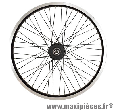 Roue vélo BMX 20 pouces avant axe 10mm moyeu roulement annulaire 48t jante noire dble paroi - Accessoire Vélo Pas Cher
