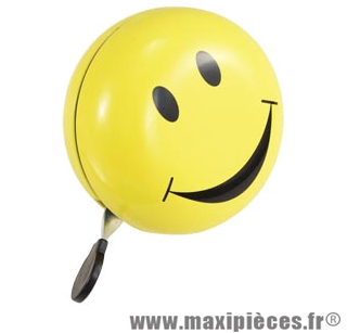 Sonnette ding-dong jaune smiley d 80mm - Accessoire Vélo Pas Cher