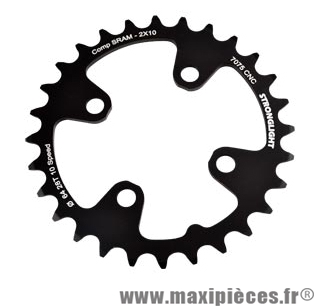 Plateau 28 dents VTT double diamètre 64 intérieur noir 4 branches 10v xx+shimano marque Stronglight - Pièce Vélo