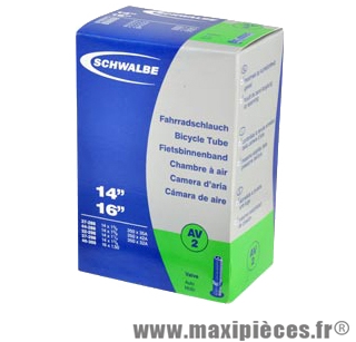 Chambre à air de tradi 350x35a (14 pouces) vs (32-288/47-305) valve alu 40mm marque Schwalbe