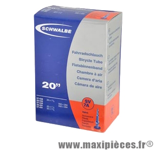 Chambre à air de tradi 500x28a/35a (20 pouces) vp (37-438/37-451) valve alu 40mm marque Schwalbe