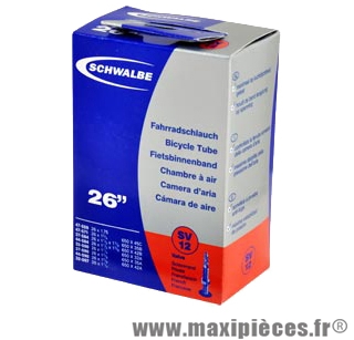 CHAMBRE AIR VTT / TRADI 650A / B / C (26) (44 / 47 - 559 / 590) VP SCHWALBE SV12 (OBUS DEMONTABLE) valve alu 40mm marque Schwalbe