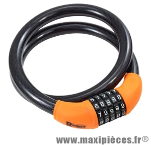 Antivol vélo spiral a code d20 x 1.00m noir/orange avec support marque Rangers - Antivol Vélo