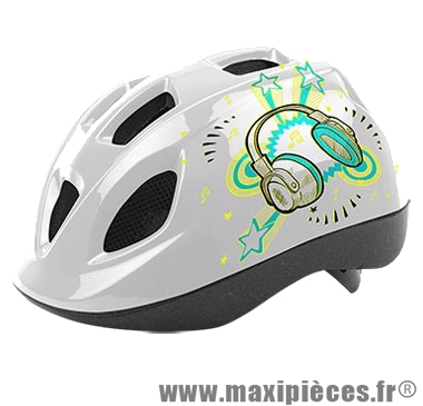 Casque enfant stéréo blanc avec réglage occipital 52/56 marque Headgy - Casque Vélo