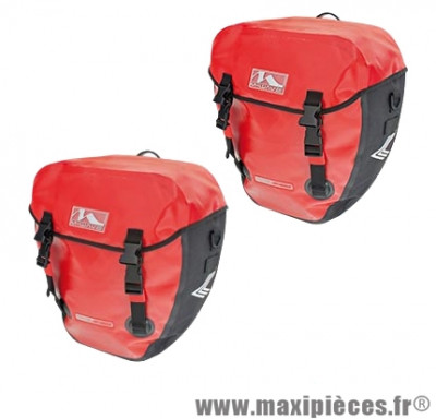 Sacoche vélo cyclo canada rouge 100% étanche fixation porte bagage arrière (paire) 2x20l - Accessoire Vélo Pas Cher