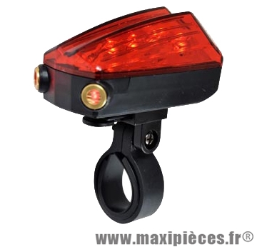 Eclairage vélo pile arrière laser noir 5 led 2 fonctions marque Atoo - Matériel pour Vélo