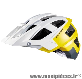 Casque VTT dh allset blanc/jaune/gris in-mold avec réglage occipital 54/58 marque Cratoni - Casque Vélo