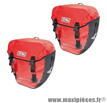 Sacoche vélo cyclo canada rouge 100% étanche fixation porte bagage arrière  (paire) 2x20l - Accessoire Vélo Pas Cher - Maxi pièces vélo