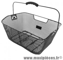 Panier arrière acier maille noir (fixation sur porte bagage) 41x31x16 - Accessoire Vélo Pas Cher