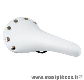 Selle route/fixie imitation cuir blanc rivet inox - Accessoire Vélo Pas Cher
