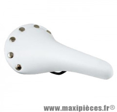 Selle route/fixie imitation cuir blanc rivet inox - Accessoire Vélo Pas Cher