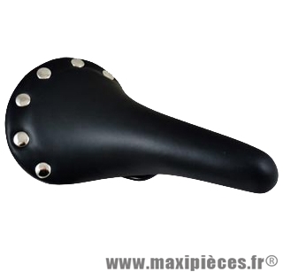 Selle route/fixie imitation cuir noir rivet inox - Accessoire Vélo Pas Cher