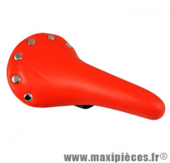 Selle route/fixie imitation cuir rouge rivet inox - Accessoire Vélo Pas Cher