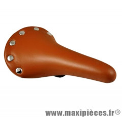 Selle route/fixie imitation cuir marron rivet inox - Accessoire Vélo Pas Cher
