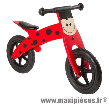 Vélo sans pédale en bois draisienne coccinelle rouge des 20 mois 4 ans - Accessoire Vélo Pas Cher - Draisienne pour enfant