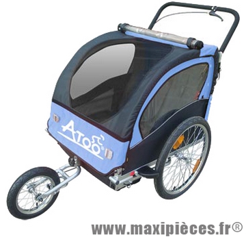 Remorque/poussette enfant 2 en 1 (2 roues 20 pouces et 1 roue 12 pouces) avec frein - bleu marque Atoo - Matériel pour Vélo