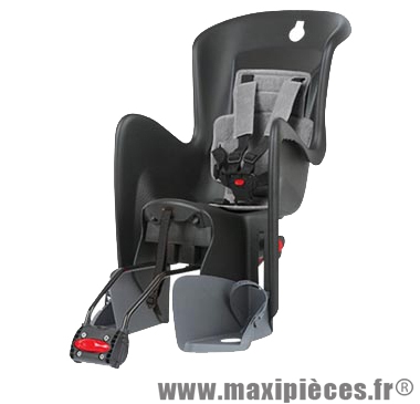 Porte bébé arrière sur cadre bilby rs inclinable noir coussin gris fonce -22kgs marque Polisport - Pièce Vélo