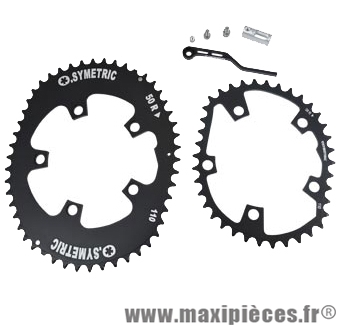 Plateau 50-38 dents route diamètre 110 noir o.symetric 11/10v. (kit plateaux 5 branches) - Accessoire Vélo Pas Cher