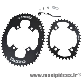 Plateau 52-42 dents route diamètre 130 noir o.symetric 11/10v. (kit) - Accessoire Vélo Pas Cher